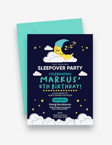 Boys Birthday Sleepover Invite