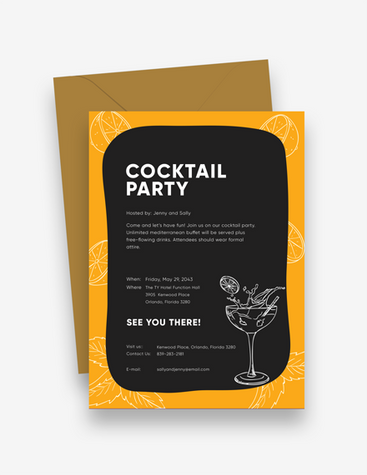 Bold Citrus Cocktail Party Invitation