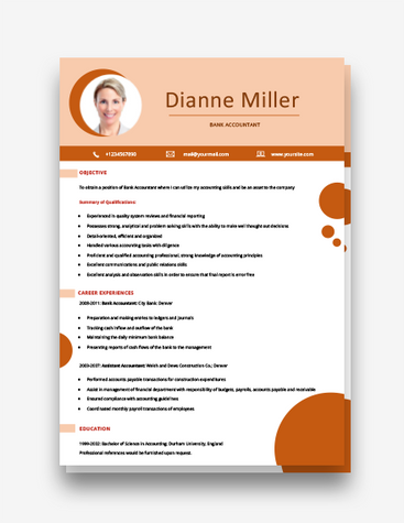 One-Page Bank Accountant Resume
