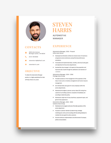 Simple Auto Manager Resume