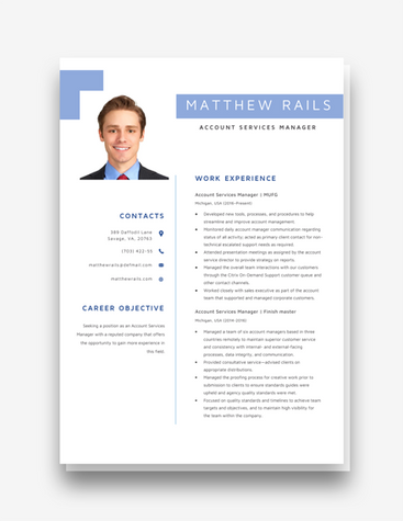 Blue Account Manager’s Resume