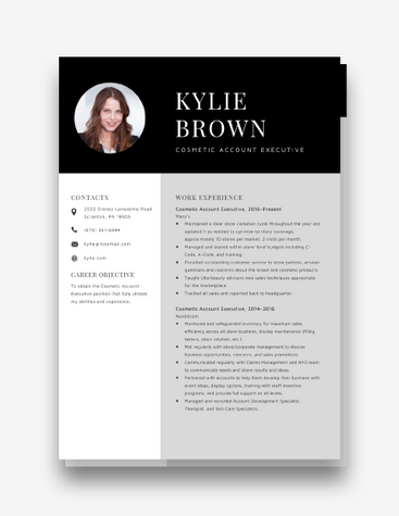 Cosmetic Account Executive CV