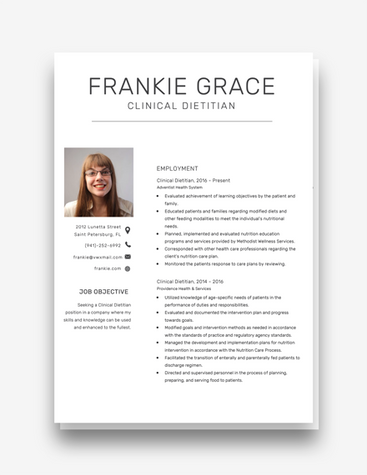 Simple Clinical Dietitian Resume